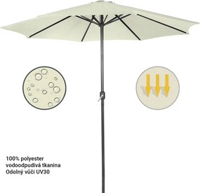 MIADOMODO Napernyő fogantyúval 250 cm krémszínű