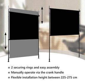 antracitszürke kültéri roló 150 x 270 cm