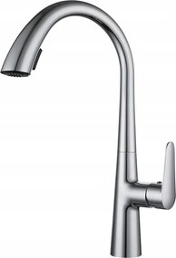 Nikiel Csiszolt Konyhai Csaptelep Kihúzható Csővel 360°-BAN Forgatható Premium