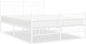 vidaXL fehér fém ágykeret fej- és lábtámlával 135x190 cm