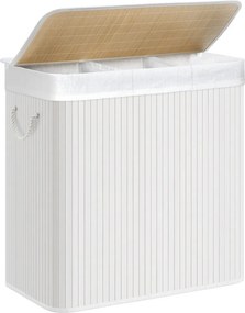 Bambusz kosár szennyestartó 3 rekeszes 3x50L, fehér