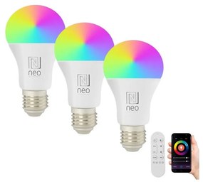 Immax Neo Immax NEO 07733CDO-KÉSZLET 3xLED RGB Dimmelhető izzó E27/11W/230V Wi-Fi Tuya + távirányító IM1250