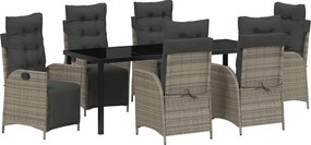 vidaXL Kert étkező szett párnával 7 pcs Szürke polirattan