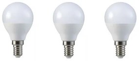 LED lámpa , égő , kis gömb , E14 foglalat , 5.5 Watt , természetes fehér , 3 darabos csomag