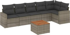 vidaXL 7 részes szürke polyrattan kerti ülőgarnitúra párnákkal