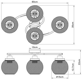 Globo 15663-4D - Felületre szerelhető csillár PABLO 4xE27/60W/230V