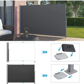 Oldalsó napellenző, kihúzható kültéri napellenző, 180x300 cm (Ma x M), füstszürke