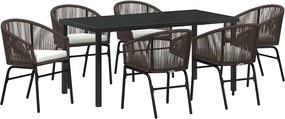 vidaXL Kert étkező szett 7 pcs Barna Porszórt acél