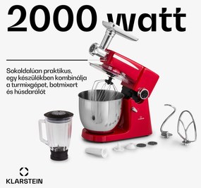 Klarstein Renata Rossa, konyhai robotgép, 3 az 1-ben 2000 W/2,7 PS, 10 L, rozsdamentes acél, BPA-mentes
