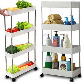 Konyhai Fürdőszoba Polc 4 Szintes Polcos Gurulós Szekrény Akasztókkal