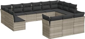 vidaXL 13 részes világosszürke polyrattan kerti ülőgarnitúra párnákkal