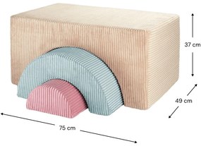 Világosbarna kordbársony habszivacs játszótér 3 db-os magasság 37 cm 75x49 cm Rainbow Montessori – Wigiwama