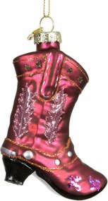 Üveggömb cowboy cipő rózsaszín 10cm