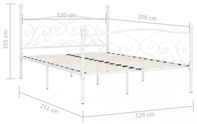 fehér fém ágykeret lécezett ágyráccsal 120 x 200 cm