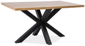 Étkezőasztal, természetes/fekete/tölgy, CROSS 180x90