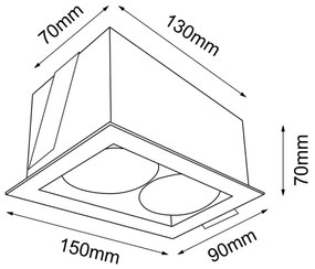 Brosline 3034 - Beépíthető álmennyezeti lámpa CAGE 2xGU10/10W/230V fekete