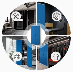 Fém iratszekrény JAN, 900 x 1850 x 400 mm, szürke-kék