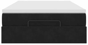 Ottomán ágykeret matraccal fekete 120x200cm bársony