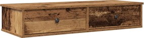 vidaXL antik fa szerelt fa falipolc fiókokkal 100 x 37,5 x 19 cm