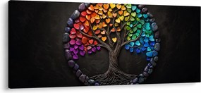 Kép – Fa színes szívekkel (120x50 cm)