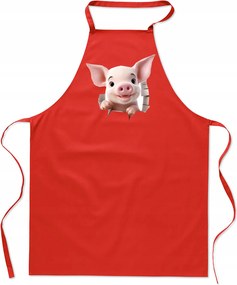Konyhai Kötény piros lyuk Malac malac morgó FA_484_cw