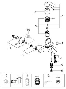 GROHE 33300002 - Kádcsaptelep EUROSMART DN 15 fényes króm