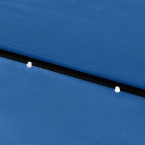 azúrkék napernyő LED-ekkel és acél rúddal 2 x 3 m