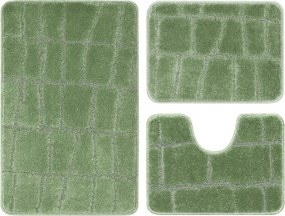 Fürdőszobaszőnyeg Puha Zöld Csúszásgátló Szett 3 db-os