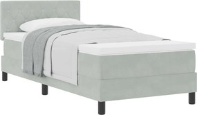 vidaXL Boxrugós ágy matracmal Világosszürke 90 x 190 cm Bársony