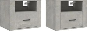 vidaXL 2 db betonszürke falra szerelhető éjjeliszekrény 50x36x40 cm