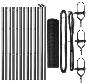 Hegesztett Drótkerítés 13 oszloppal Szürke 0.6x25 m Acél