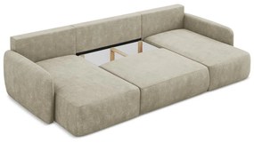 Bézs zsenília kinyitható-tárolóhelyes sarokkanapé (U alakú) Lilo – Makamii