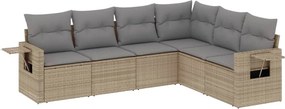 vidaXL 6 részes bézs polyrattan kerti ülőgarnitúra párnával