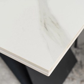 Kihúzható kerámia étkezőasztal 160–240 cm méretben, fehér márvány/fekete színben VICTOR