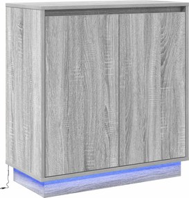 vidaXL LED tálaló polcokkal Szürke Sonoma 71 x 34,5 x 75 cm Faanyag