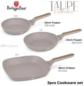 BerlingerHaus 3 részes serpenyő szett Taupe Collection BH/8342