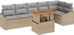vidaXL Kert étkező szett párnával 7 pcs Barna és szürke
