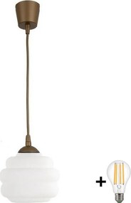 BRILAGI - LED csillár kábelen RETRO GLASS 1xE27/60W/230V Ø 20 cm barna/fehér