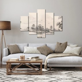 Kép - Vintage tájkép rajz (150x105 cm)