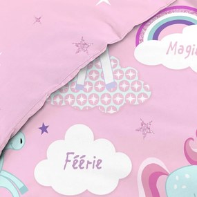 Rózsaszín egyszemélyes pamut gyerek ágyneműhuzat 140x200 cm Licorne – douceur d'intérieur