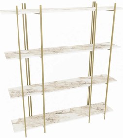 könyvespolc Moss - White, Gold