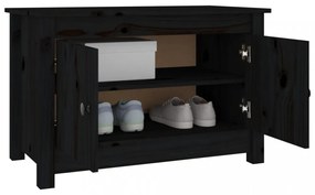 fekete tömör fenyőfa cipősszekrény 70 x 38 x 45,5 cm