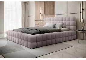 Világos rózsaszín kárpitozott ágyneműtartós franciaágy ágyráccsal 180x200 cm Dizzle – ELTAP