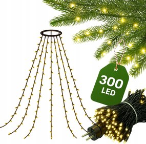 FĂ©nyfĂŒggöny 300 LED-es lĂĄmpĂĄk fĂ©nyek karĂĄcsonyfa dekorĂĄciĂł