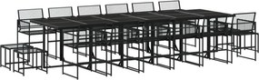 vidaXL 17 részes fekete polyrattan kerti étkezőgarnitúra