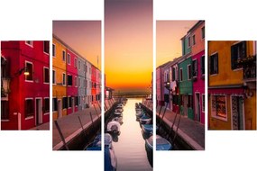 Kép - Naplemente, Burano sziget, Velence, Olaszország (150x105 cm)