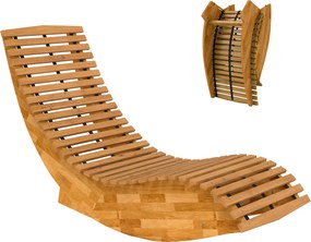 Outsunny összecsukható akácfa napozóágy – ergonomikus S-alakú lécezett kialakítás, hintázó napozóágy kertbe, erkélyre és teraszra, teherbírás: 120 kg