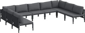 vidaXL Kerti Kanapé Szett párnával 9 pcs Fekete Acél