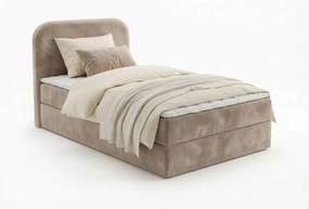 Kárpitozott boxspring ágy FORENA 90x200 cm bézs Matrac: Bonell rugós matrac