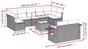 10 részes bézs polyrattan kerti ülőgarnitúra párnával